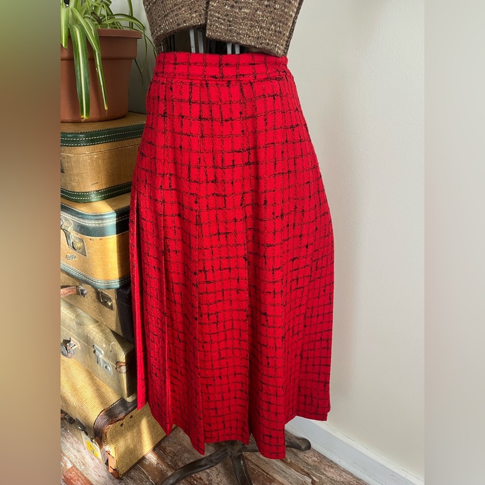 Vintage 80s midi Tartan Holiday Skirt